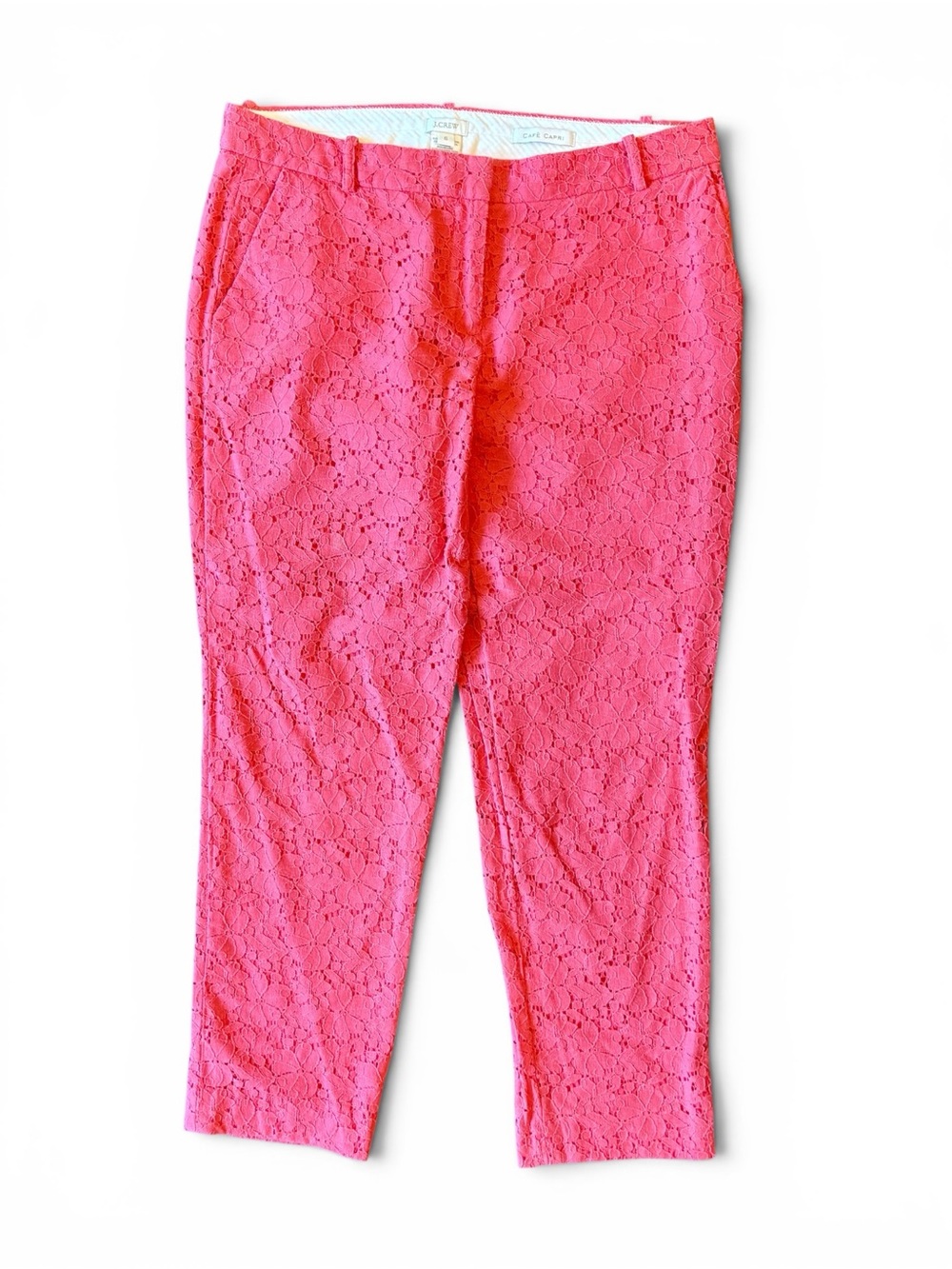 J. Crew Coral Lace Capri Pants
